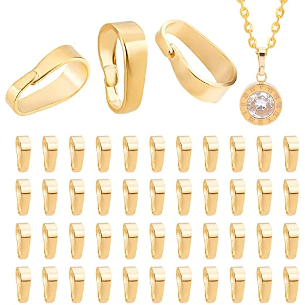 100pcs Gold Snap Bail Hook Pinch Brass Clasps Findings Necklace
