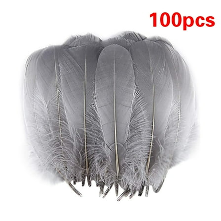 100pcs Goose Cochettes Feather Natural Bulk 5-7 inch for Wedding Party Christmas Halloween Decorations DIY Crafts Wedding Dress and Party Decor, DIY Fabricating Handicraft Article(Grey,7x6")
