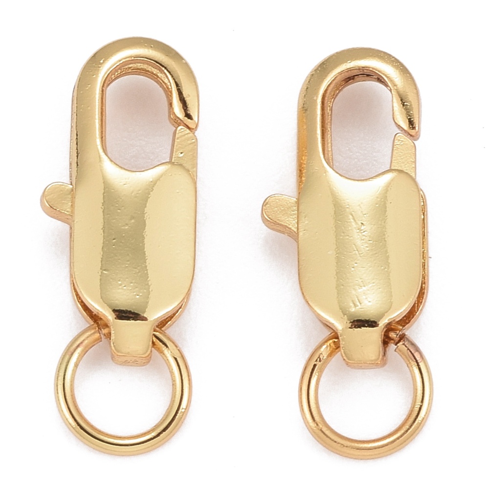100pcs Grade AAA Brass Lobster Claw Clasps Cadmium Free & Nickel Free & Lead Free golden 12x6x3mm Hole: 3mm