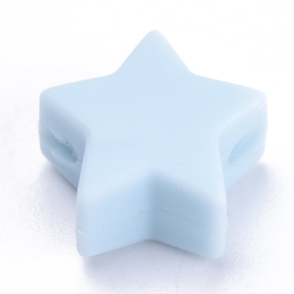 100pcs Grade Silicone Beads Star Light Blue 14x13.5x8mm Hole: 2mm