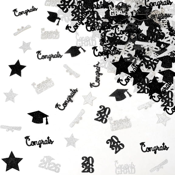 100pcs Graduation Confetti Decorations, Silver Congrats Grad Table Confetti Class of 2026 Glitter Graduation Sequin for 2026 Graduation Party Home Decoration,Silver