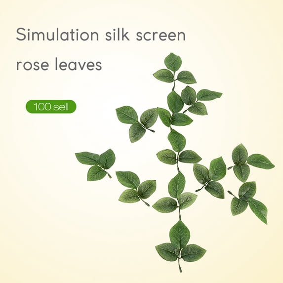 100pcs Green Artificial Rose Leaf Leaves Fabric For Bouquet Garland Craft Decor