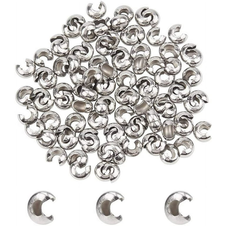 Crimp cover beads, Tarnish free stainless steel, Jewelry making parts