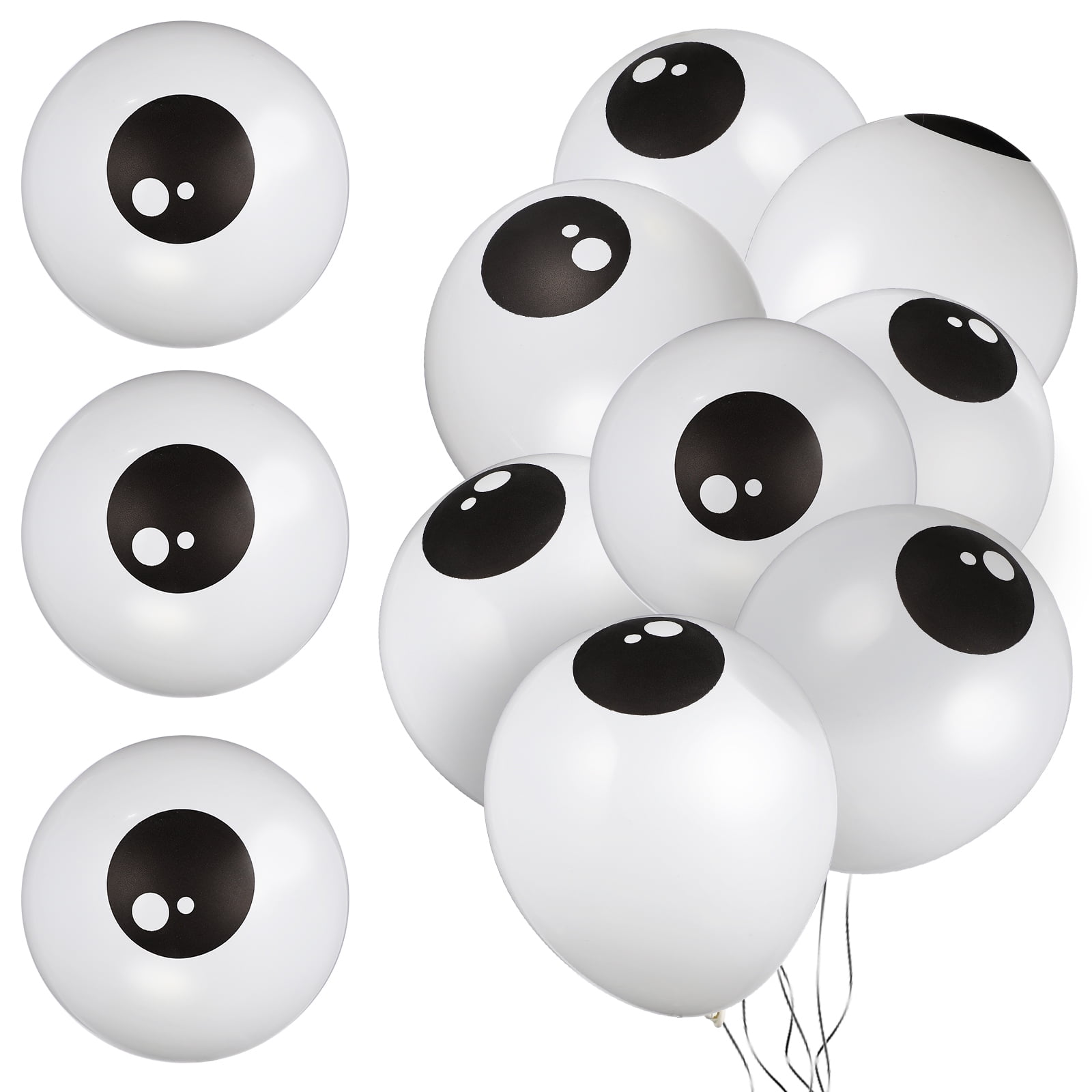 100pcs Halloween Balloons Thick Eye Balloon White Halloween Latex Eyeball Balloons