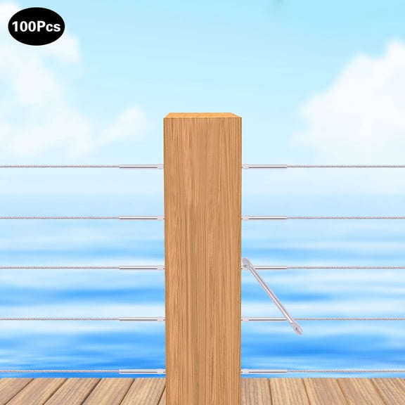 100pcs Handed Thread Screws T316 Stainless Steel Swage Lag Screw Stud Right & Left Thread Fit 1/8"Cable Rail