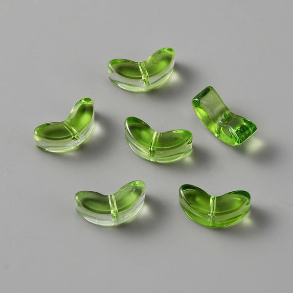 100pcs Handmade Lampwork Beads Tulip Green 6.5x14x5mm Hole: 1mm