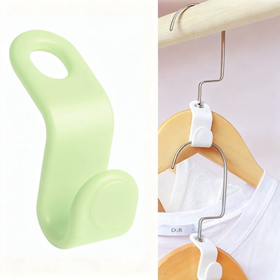 100pcs Hanger Hooks for Plastic Clips Clothes Space Saving Hangers for Clothes Closet Hangers Space Saver(Green)