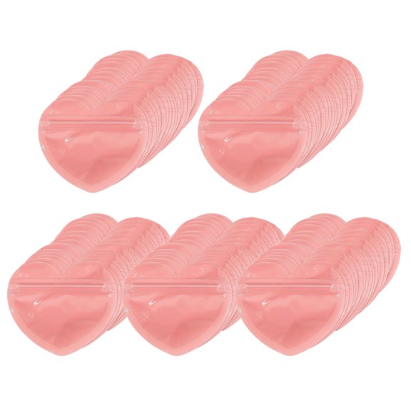 100pcs Heart Shaped Sealing Bags for Jewelry Resealable Pouch Convenient Zipper Lock Bag Wedding Valentine Day Gift