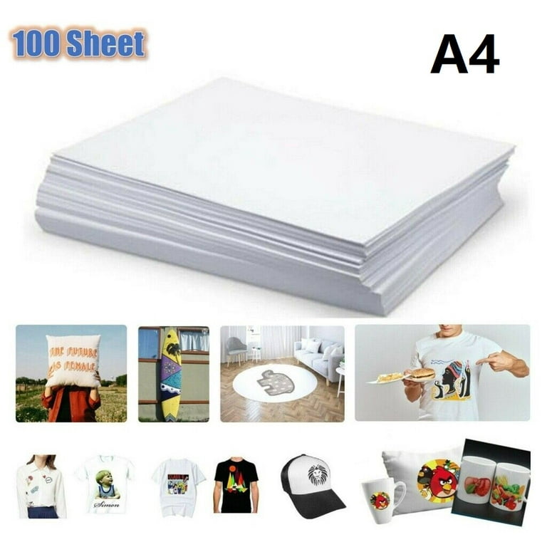 100pcs Heat Transfer Printing Paper A4 Sublimation Transfer Paper (White), Size: Large