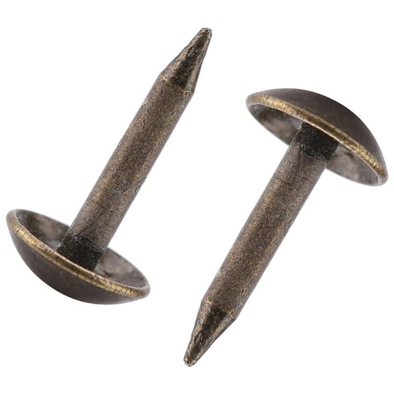 100pcs Heavy Duty Antique Brass Finish Upholstery Tacks Furniture Nails Thicken Iron Staples Nails Fasteners for Furniture Drum Wooden [6*12MM]