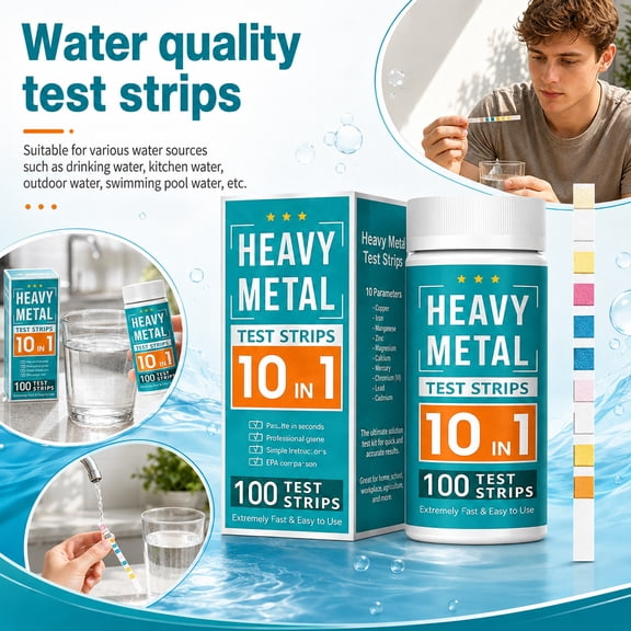 100pcs Heavy Metal Test Strips, Water Quality Testing Kit for Drinking Water, DIY Screening Tool
