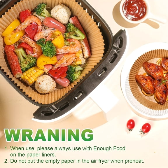 100pcs High-quality Air Fryer Disposable Paper Liners - 8In Round Parchment Paper Non-Stick Airfryer Basket Liners For Steamer Microwave Oven, Multi-Purpose, Easy To Use, Easy Cleanup