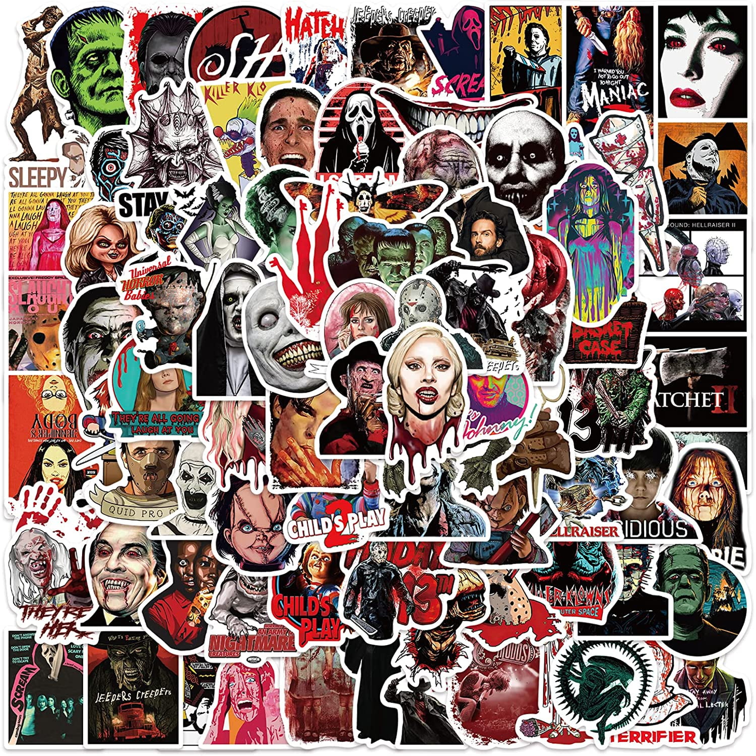 100pcs Horror Movie Stickers Party Events Waterproof Sticker