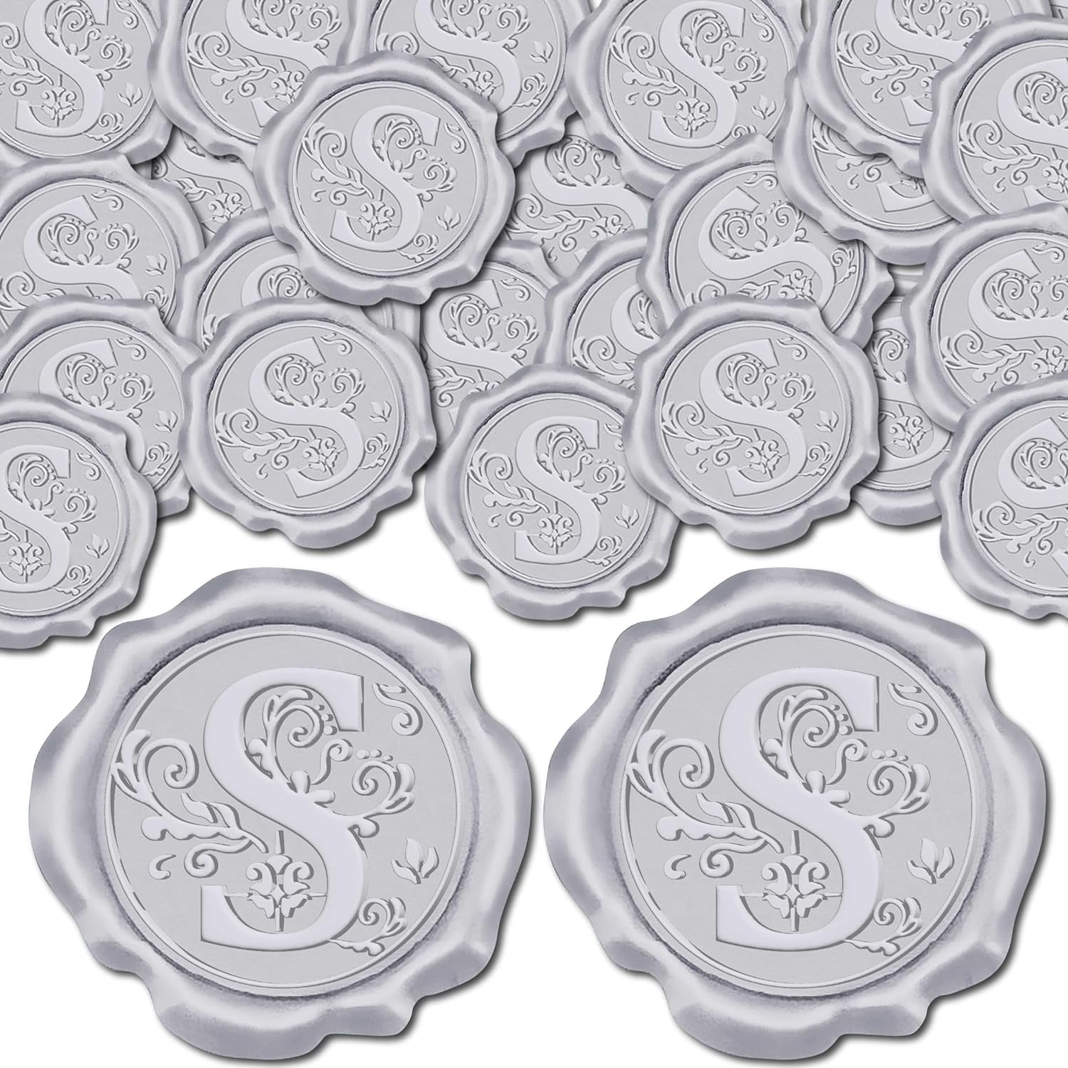 100pcs Initial S Wax Seal Stickers Silver Letter Alphabet Self Adhesive Seal Stickers Sealing Label Decal