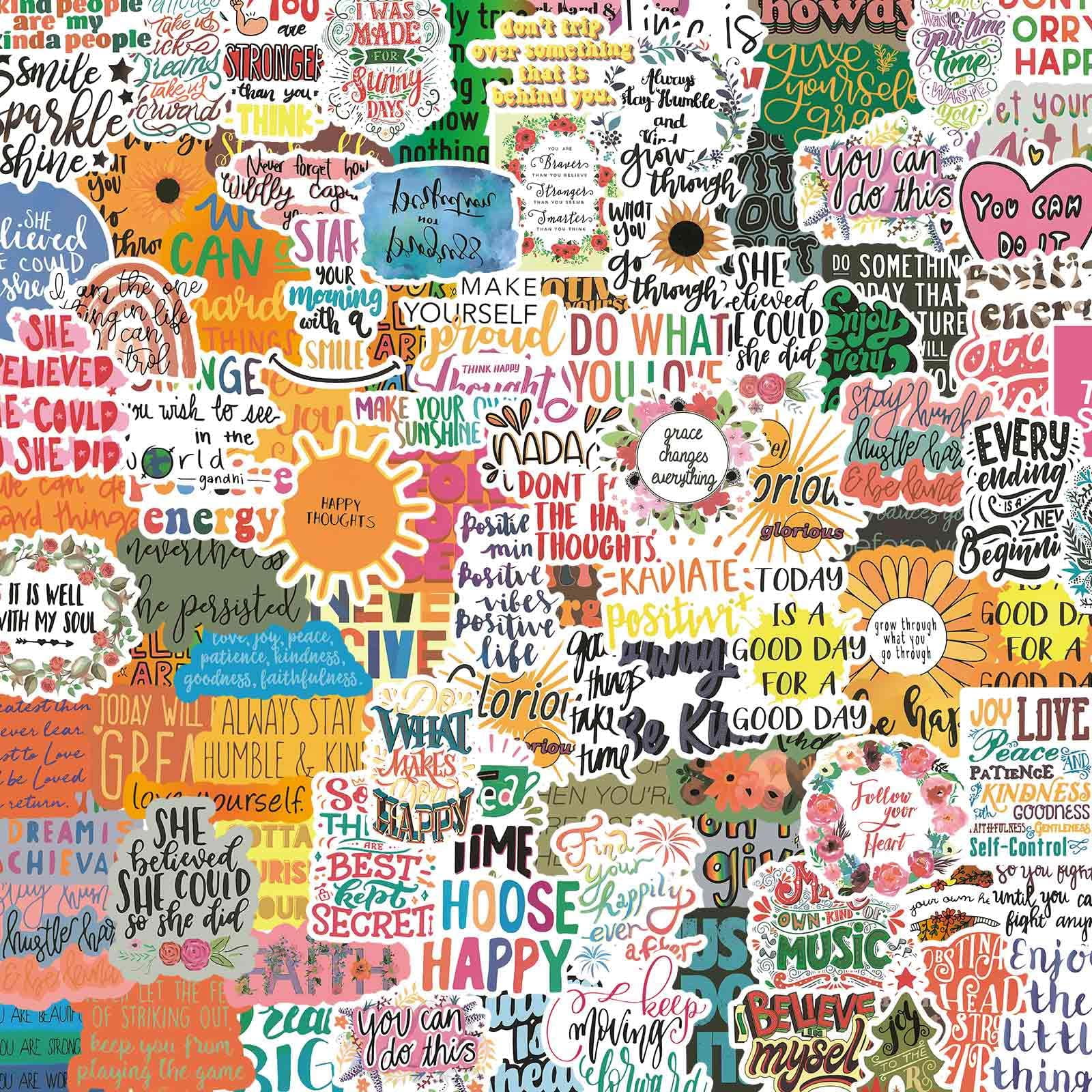 855 Sticker 100pcs Inspirational Stickers, Motivational Quote Sticker for Water ...