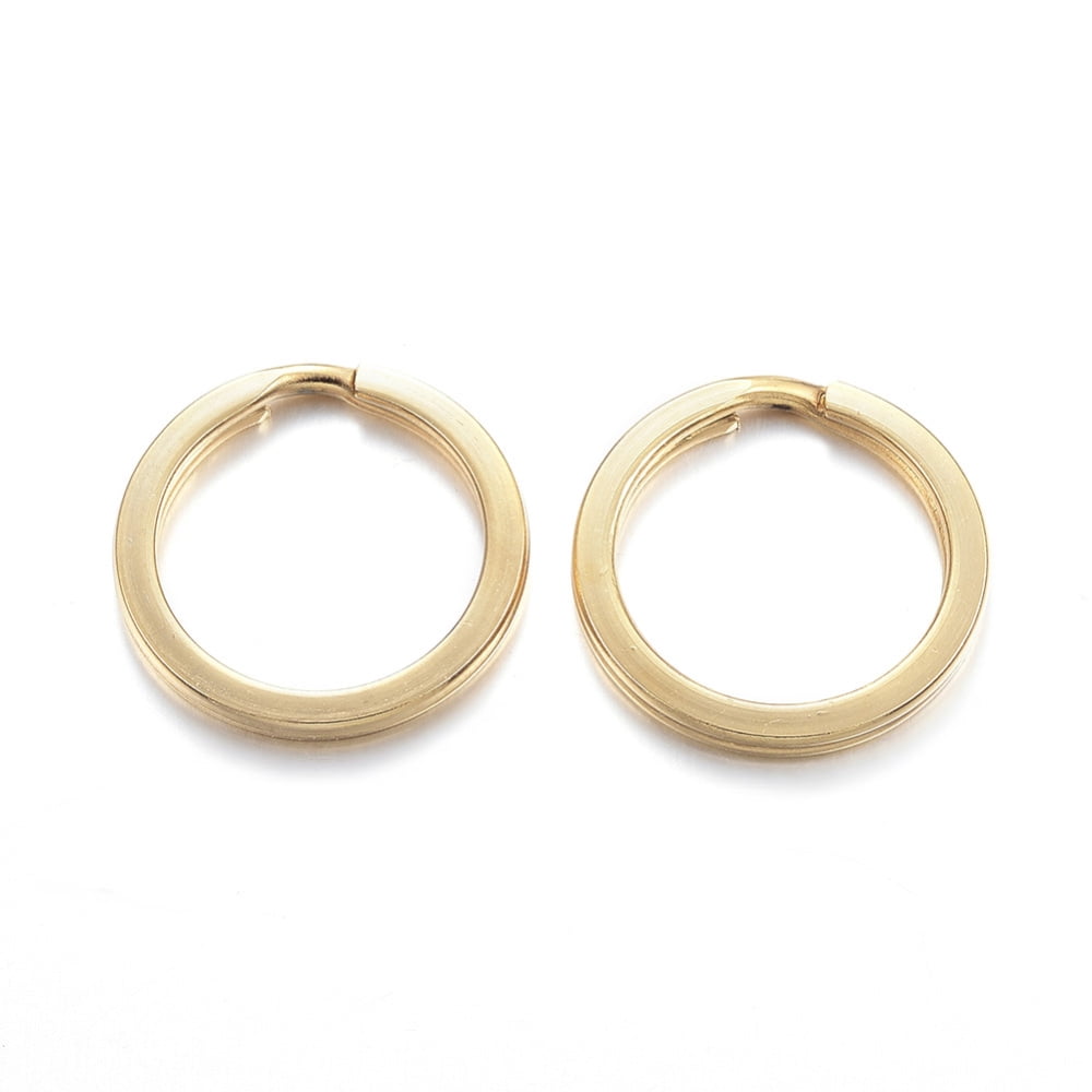 100pcs Ion Plating(IP) 304 Stainless Steel Split Key Rings Keychain Clasp Findings Golden 20x2mm Inner Diameter: 16mm