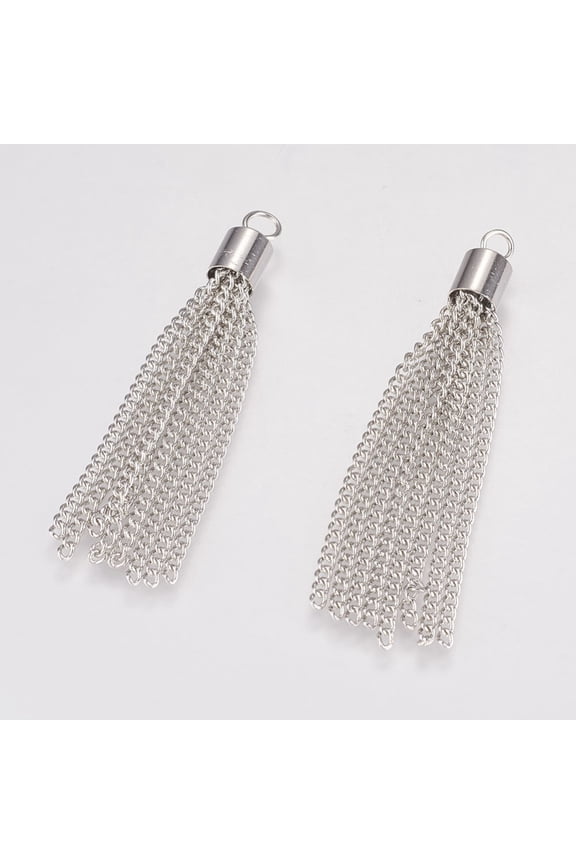 100pcs Iron Chain Tassel Pendants 53.5x6mm Hole: 3.6mm