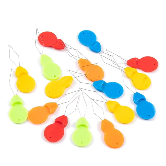 100pcs Iron Sewing Needle Devices Threader Thread Guide Tool with Plastic Findings Mixed color 46~51x16x3mm hole: 1.2mm