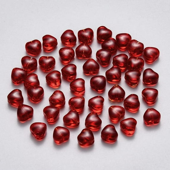 100pcs Jade Heart Glass Beads 6mm Love Crystal Spacer Beads Dark Red Heart Beads Loose Beads for DIY Crafts Jewelry Making Hole: 0.7mm