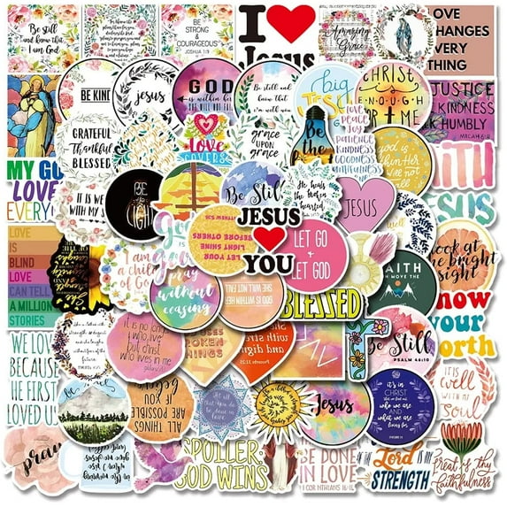 100pcs Jesus Christian Stickers for Water Bottle Laptop, Religious Bible Verse Stickers Pack for Adult Teens Kids, Church Scripture Faith Stickers Decals, Christian Gifts Stuff Things Merchandise