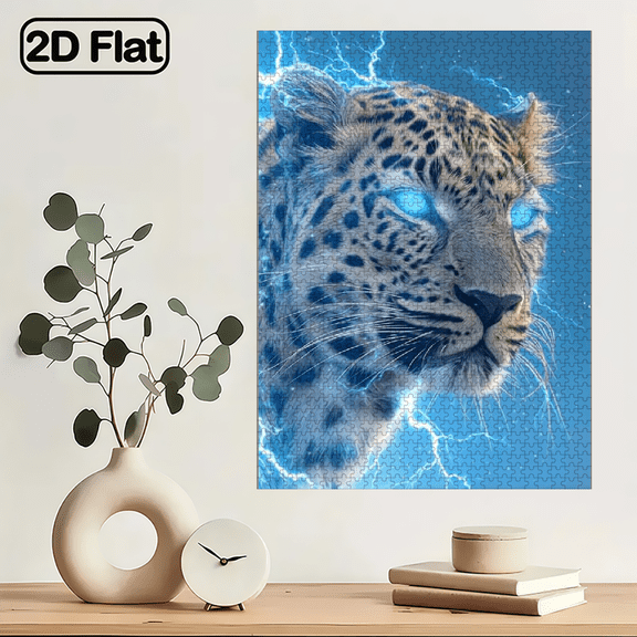 100pcs Jigsaw Puzzle Cardboard Material, Glowing Leopard Design, Perfect for Christmas New Year Gifting, Challenging Fun Puzzle Game. 29.4*19.6in