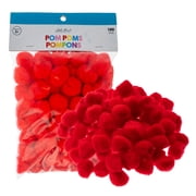 100pcs John Bead 1in Red Round Pom Poms for Crafts DIY Art Creative School Projects Party Favors Decorations Supplies