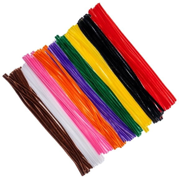 100pcs John Bead Pipe Cleaners 12in Essentials Mix 6mm Fluffy Chenille Stems for Art School Craft Supplies Decorations