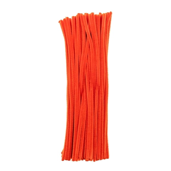 100pcs John Bead Pipe Cleaners 12in Orange 6mm Fluffy Chenille Stems for Art School Craft Supplies Decorations