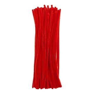100pcs John Bead Pipe Cleaners 12in Red 6mm Fluffy Chenille Stems for Art School Craft Supplies Decorations