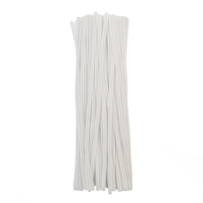 100pcs John Bead Pipe Cleaners 12in White 6mm Fluffy Chenille Stems for Art School Craft Supplies Decorations