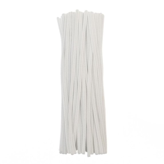 100pcs John Bead Pipe Cleaners 12in White 6mm Fluffy Chenille Stems for Art School Craft Supplies Decorations