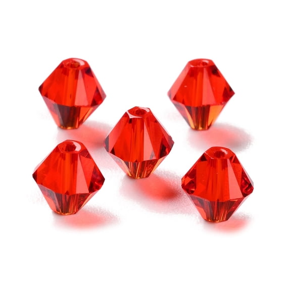 100pcs K9 Glass Imitation Austrian Beads Faceted Bicone Red 6x6x6mm Hole: 0.9mm