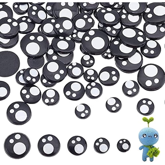 100pcs Kawaii Eyes Cabochons Craft Eyes Tiles Flat Round Eyes Black Animal Eyes Resin Felt Eyes