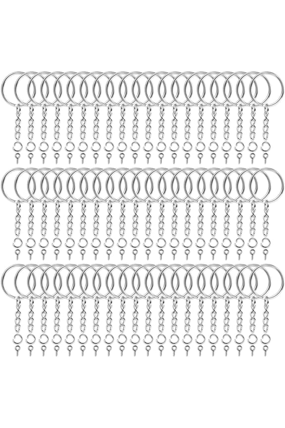 100pcs Key Chain Rings Making Kit Bulk Key Rings Hoops and Chain Supplies for Organizing Keys Jewelry Making Craft
