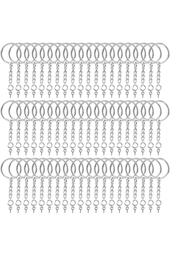 100pcs Key Chain Rings Making Kit Bulk Key Rings Hoops and Chain Supplies for Organizing Keys Jewelry Making Craft