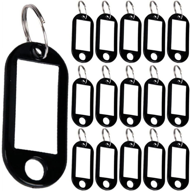 100pcs Key Tags Key Identifiers Plastic Key Chain Tags with Blank Paper  Labels ID Tags for Luggage Pet Name 