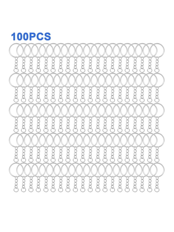 100pcs Keychain Rings, TSV 2'' Split Keyrings with Chain and Jump Ring for DIY, Arts, Crafts