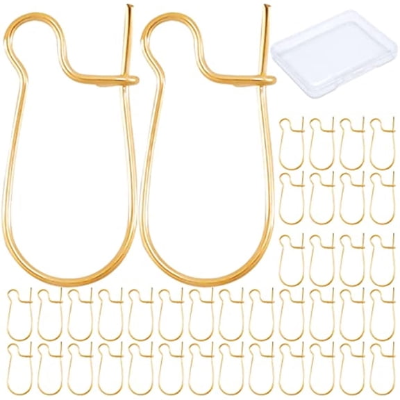 100pcs Kidney Ear Wires 18K Gold Plated U-Shaped Earring Hooks Earring Components Long Dangle Earrings DIY Jewellery Making 9 x 19mm