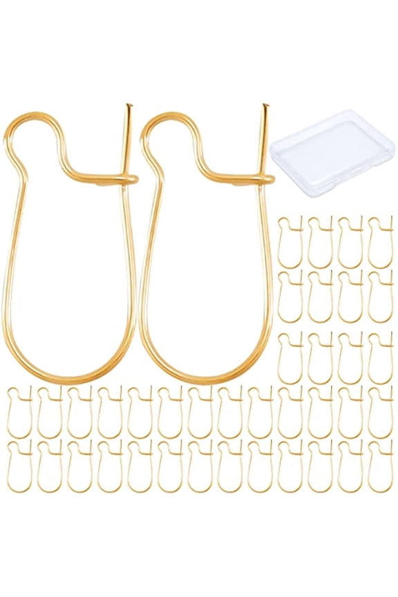 100pcs Kidney Ear Wires 18K Gold Plated U-Shaped Earring Hooks Earring Components Long Dangle Earrings DIY Jewellery Making 9 x 19mm