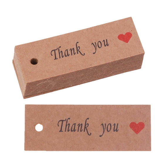 100pcs Kraft Baking Gift Wrapping Tag Love Printed Baking Tag for Gift Package (Thank You Red Heart)