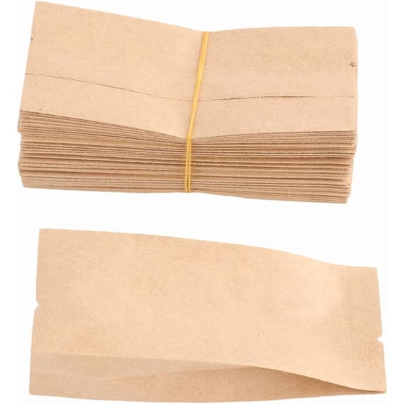 100pcs Kraft Paper Side Gusset Food Storage Bags for Tea and Dried Fruit, Aluminum Foil Sealed Pouches, Eco-friendly Food-grade Packaging, 18x6x4 Cm, Suitable for Kitchen(Q)