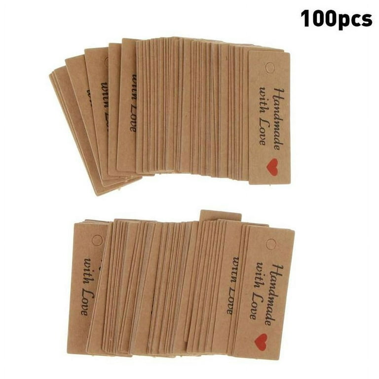 100X Kraft Paper Tags Handmade with Love Hang for Candy Gift