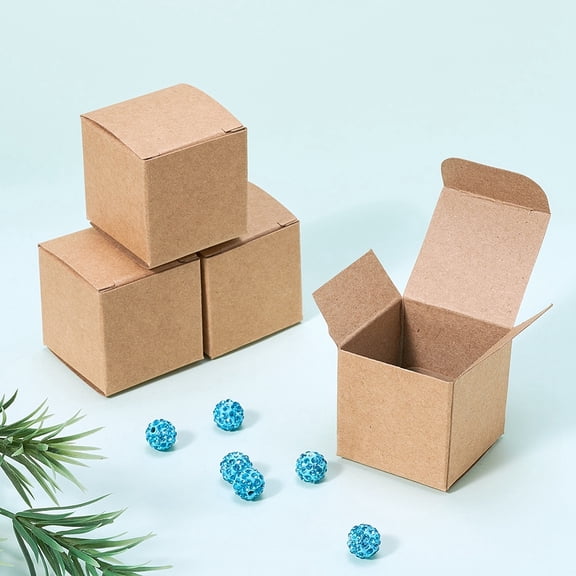 100pcs Kraft Paper box Square Dark Goldenrod 3.8x3.8x3.8cm