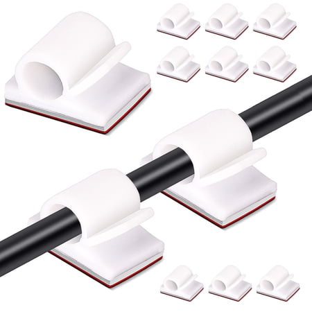 100pcs Large Cable Clips with Storage Box, White Adhesive Cable Holder Clips, Outdoor Light Wire Clips Cable Tidy Hooks Cord Organiser for Cable Management, Home Office Desk Wall, 14x20mm