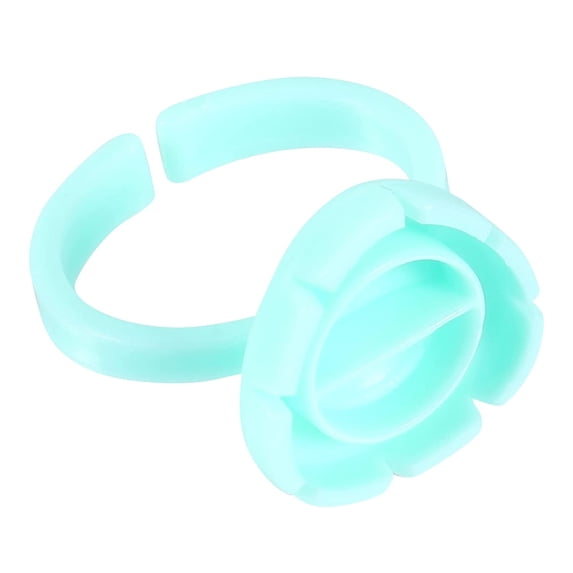 100pcs Lash Glue Rings for Eyelash Extensions, Glue Rings Lash Rings Makeup Pigment Ring Holder Smart Glue Cups for Volume Lashes, Blue