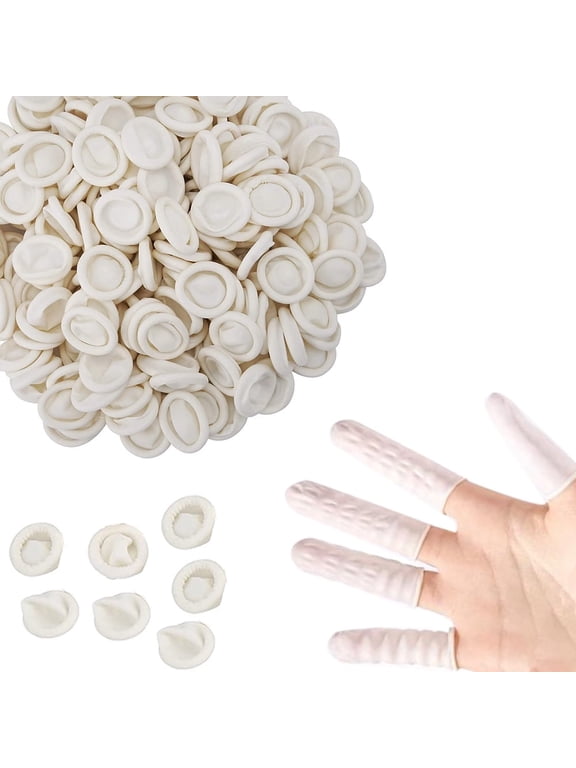 100pcs Latex Finger Cots Protective Fingertips Gloves Rubber Industrial Fingerstall Sleeves (White)