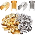 thumbnail image 1 of 100pcs Leather Rope Clips Foldable Metal Round Fastener Crimping Cord String Leather Cord Clamp for DIY Handmade Necklace Crafts Jewelry Making Findings, Light Golden and Silver, 14.1 mm x 9 mm, 1 of 7