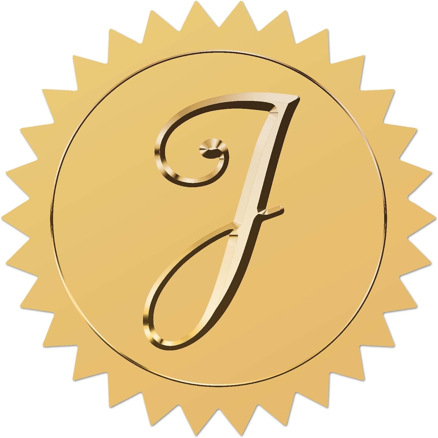 100pcs Letter J Gold Foil Embossed Stickers 2
