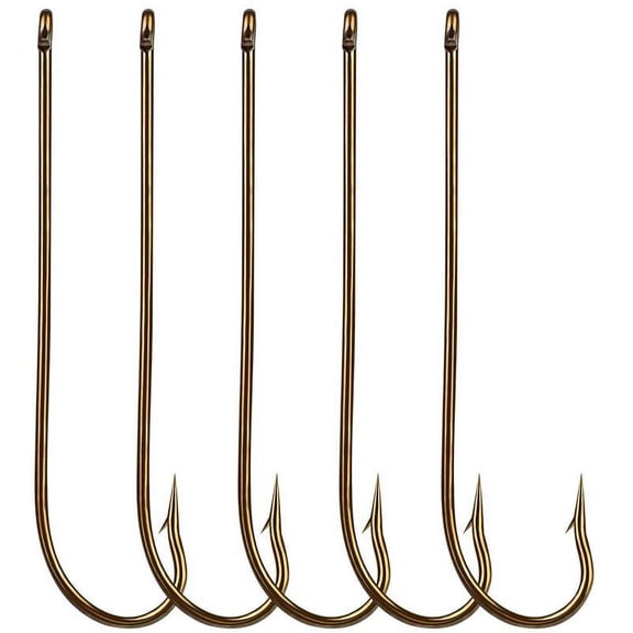 100pcs Long Shank Fishing Hooks High Carbon Steel Fly Tying Jig Hooks Super Sharp Barbed Hook Tips Tan Color 13 Sizes for Choice
