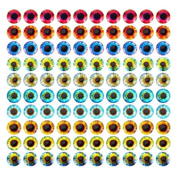 100pcs Luminous Dragon Eyes 12mm Glass Cabochon Craft Animal Eyes Tiles Dragon Owl Human Pupil Eyes Round Cabochon Eyes for Art Props Christmas Photo
